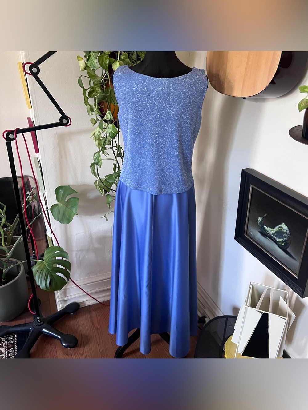 Arianna By Rachel Kaye Sparkle Top & Satin Skirt Formal Gown Size 10 Blue